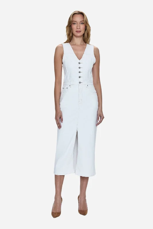 Pistola Alex Midi Dress in Le Blanc Fashionable One-Shoulder Midi Dress