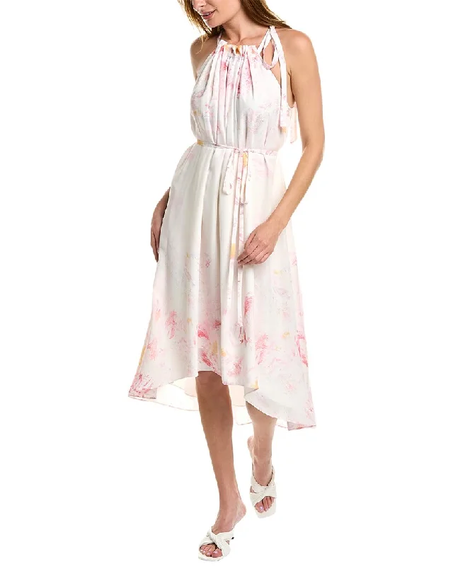 BCBGMAXAZRIA Gathered Halter Midi Dress Comfortable Empire Waist Midi Dress