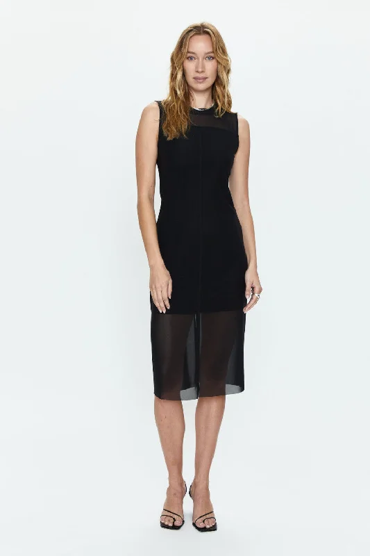 Pistola June Sleeveless Midi Dress in Noir Trendy Square Neck Midi Dress