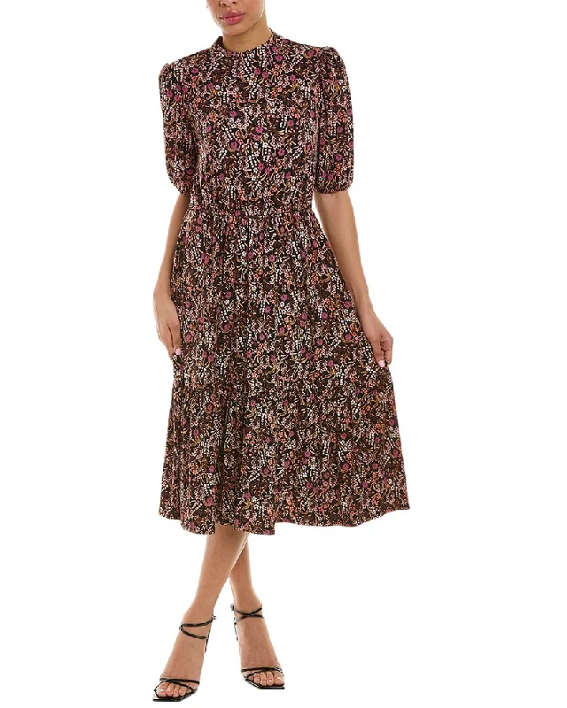 Leota Floral Midi Dress Fashionable High-Low Midi Dress
