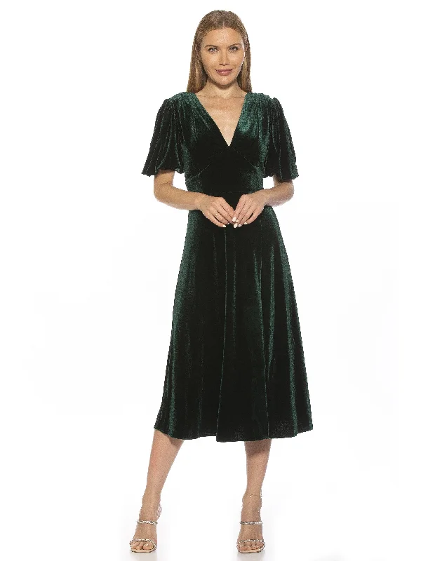 Nola Velvet Midi Dress Stylish Animal Print Midi Dress