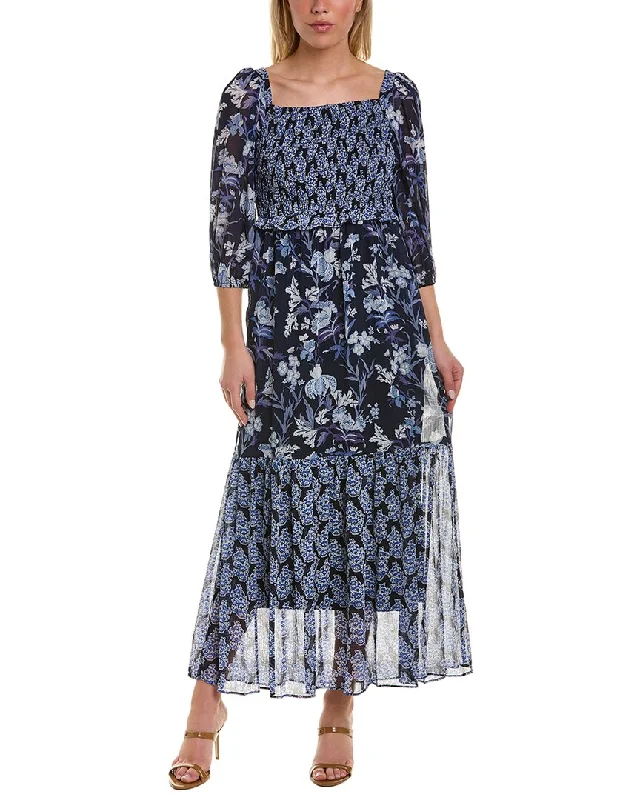 Taylor Smocked Midi Dress Elegant Satin Button Midi Dress