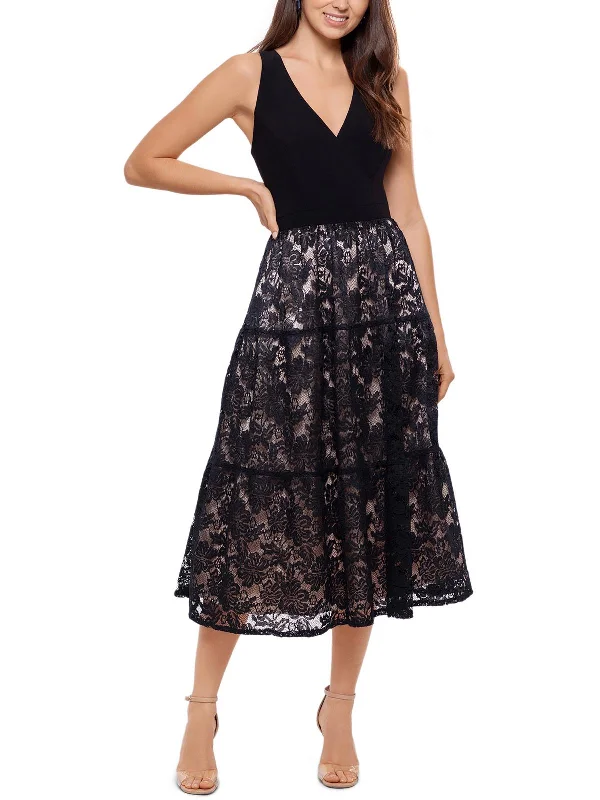 Womens Lace Sleeveless Midi Dress Fashionable Off-Shoulder Dress Midi