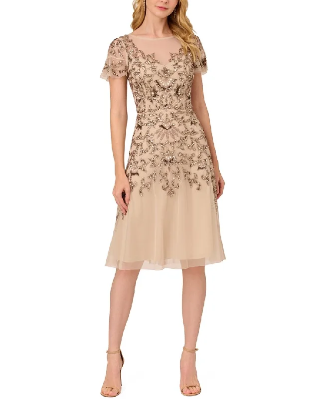 Adrianna Papell Flutter Sleeve Bead Metallic Lace Midi Dress Trendy Bodycon Midi Dress Adrianna Papell Flutter Sleeve Bead Metallic Lace Midi Dress Trendy Bodycon Midi Dress