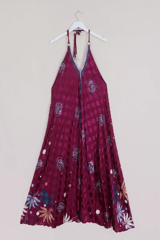 Athena Maxi Dress - Vintage Sari - Cherry & Teal Abstract Roses - S to M/L Stylish Empire Waist Maxi Dress Athena Maxi Dress - Vintage Sari - Cherry & Teal Abstract Roses - S to M/L Stylish Empire Waist Maxi Dress