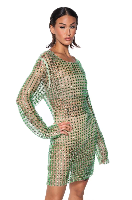 EMERALD CITY MINI DRESS Comfortable One-Shoulder Mini Dress