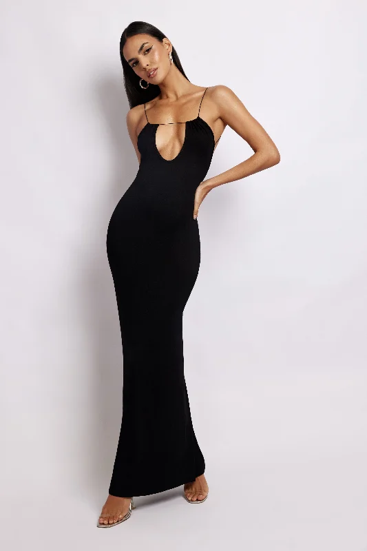 Kirsty Strappy Circle Cutout Maxi Dress - Black Classic Black Maxi Dress