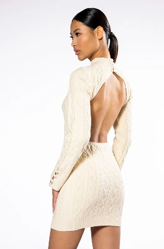 NIGHTS WITH YOU KNIT MINI DRESS Elegant Off-Shoulder Dress Mini