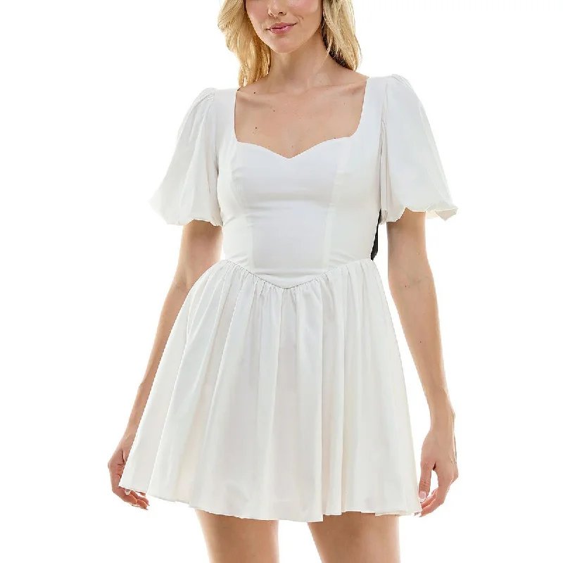 B. Darlin Womens Sweetheart Puff Sleeve Mini Dress