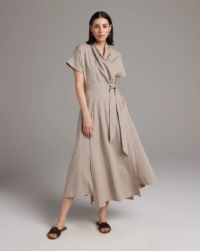 Butterfly Wrap Dress in Linen