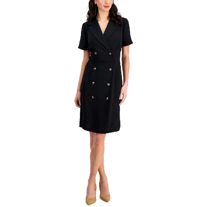 Connected Apparel Womens Double-Breasted Sheath Mini Dress