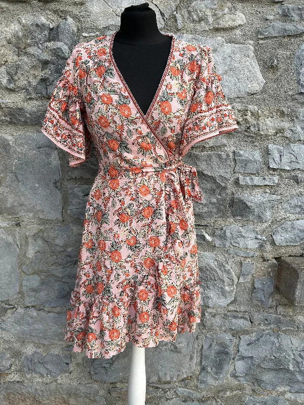 Floral peach wrap dress uk 6-8