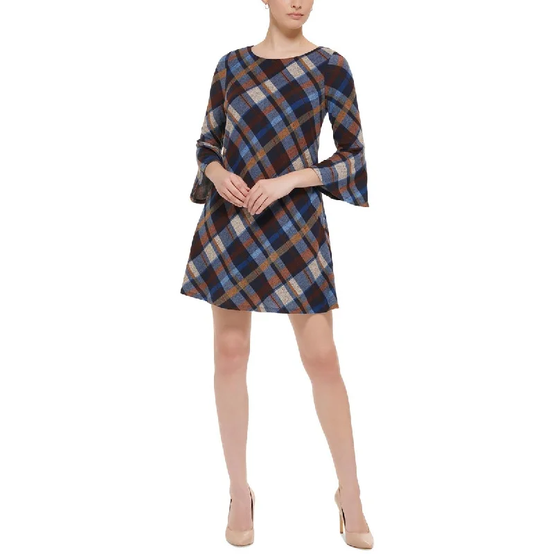 Jessica Howard Womens Petites Plaid Party Mini Dress