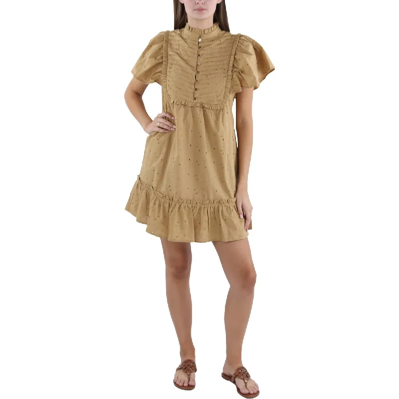 Lost + Wander Womens Embroidered Above Knee Mini Dress