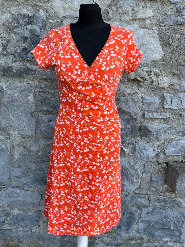 Orange flowers faux wrap dress uk 10