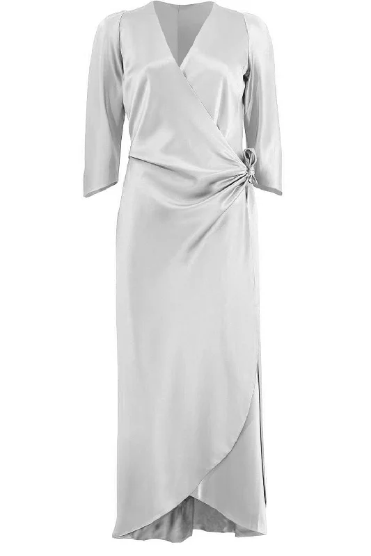 Sleeve Sign Wrap Dress - Silver