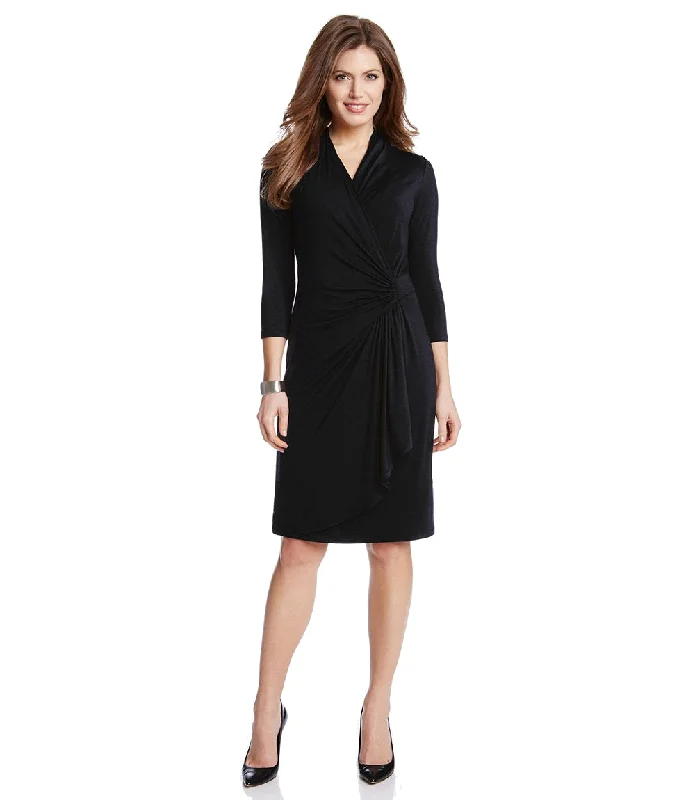 Petite Size Cascade Wrap Dress