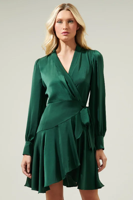 Pirouette Satin Wrap Dress