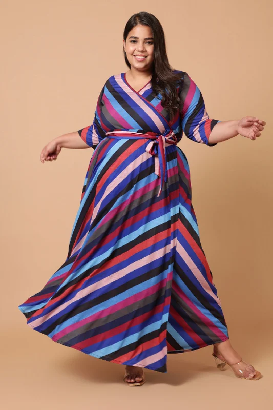 Playful Stripes True Wrap Dress