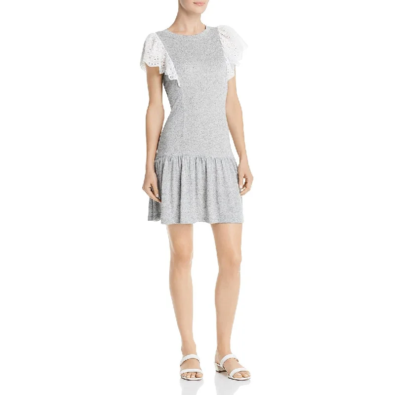 Rebecca Taylor Womens Eyelet Heathered Mini Dress