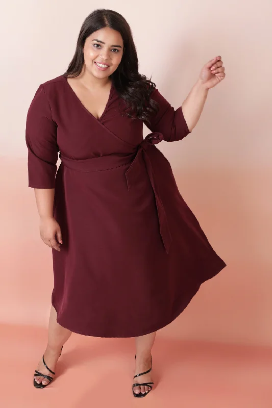 Wine True Wrap Dress