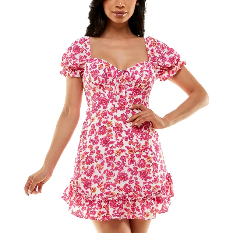 B. Darlin Womens Juniors Ruffled A-Line Mini Dress