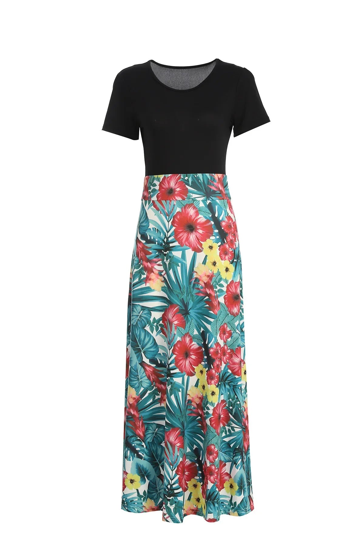 High Fashionable Flower Color Blocking Elegant Comfortable Midi Dresses