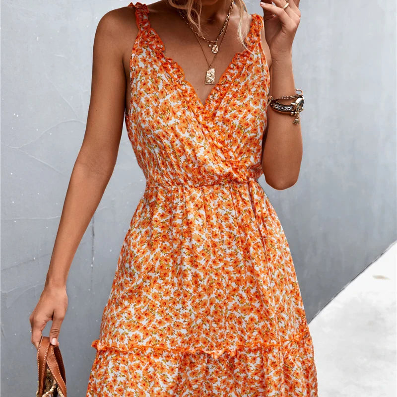 Floral Collar Lace Comfortable Casual LOOSE Midi Dresses