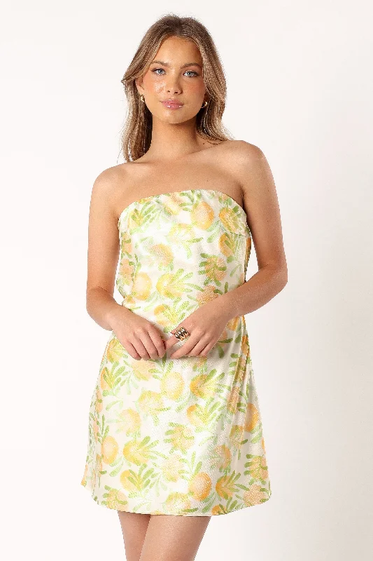 Citron Strapless Mini Dress - Yellow