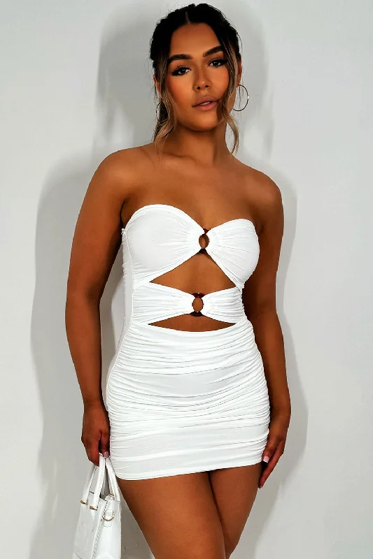 Cut Out Mini Dress With Ring Detail White