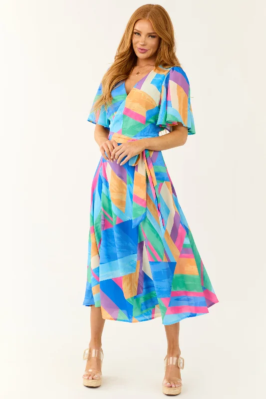 Flying Tomato Royal Blue Wrap Midi Dress