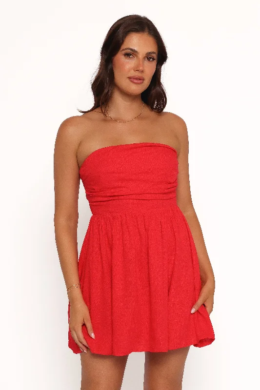 Katy Strapless Mini Dress - Red