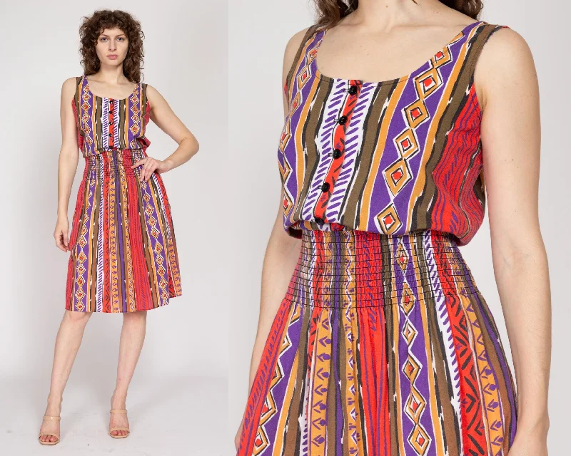 Medium 80s Southwestern Striped Midi Dress