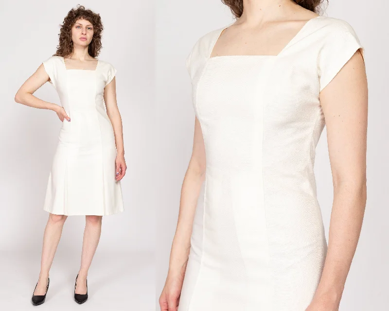 Small 70s White Minimalist Midi Dress