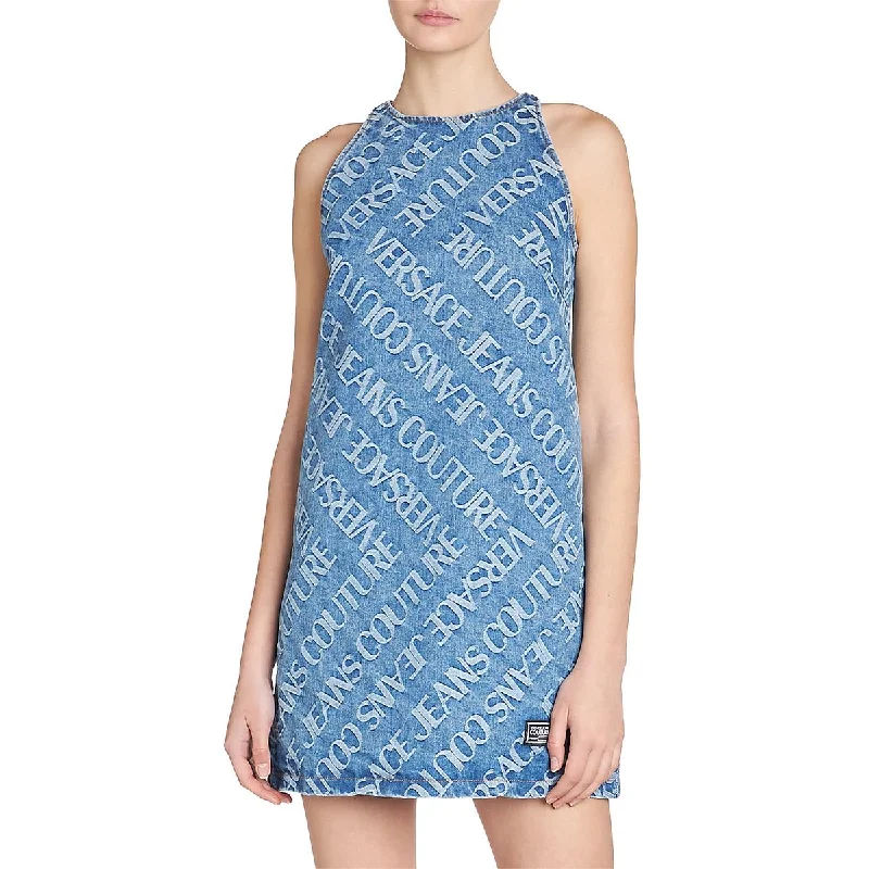 Versace Jeans Womens Monogrammed Sleeveless Mini Dress