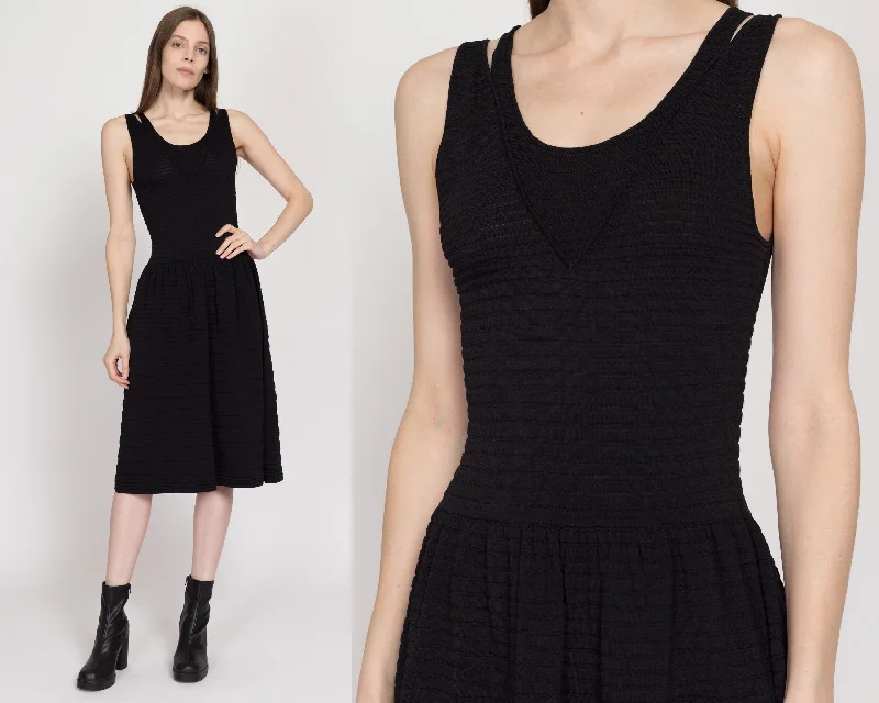 XS Vintage Gerard Darel Black Ribbed Midi Dress