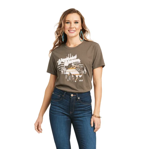 Ariat Women's Weekend Warrior Banyan Bark Tee 10037290 Welt Pockets Slit Pockets Flap Pockets Ariat Women's Weekend Warrior Banyan Bark Tee 10037290 Welt Pockets Slit Pockets Flap Pockets