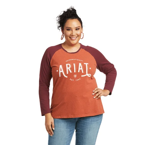 Ariat Women's REAL Loop Heather Marsala/Windsor Wine Baseball T-Shirt 10037293 Houndstooth Herringbone Solid Ariat Women's REAL Loop Heather Marsala/Windsor Wine Baseball T-Shirt 10037293 Houndstooth Herringbone Solid