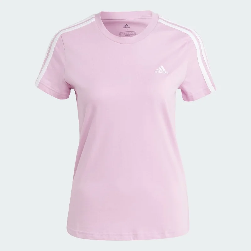 ADIDAS WOMEN'S ESSENTIALS SLIM 3-STRIPES PURPLE TEE Denim Fabric Leather Fabric Suede Fabric ADIDAS WOMEN'S ESSENTIALS SLIM 3-STRIPES PURPLE TEE Denim Fabric Leather Fabric Suede Fabric