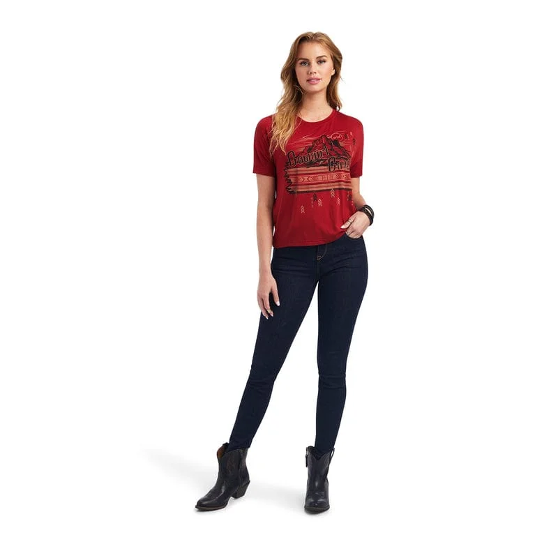 Ariat Women's Sun-Dried Tomato Cowgirl Canyon Tee 10041311 Mesh Fabric Canvas Fabric Denim Fabric Ariat Women's Sun-Dried Tomato Cowgirl Canyon Tee 10041311 Mesh Fabric Canvas Fabric Denim Fabric