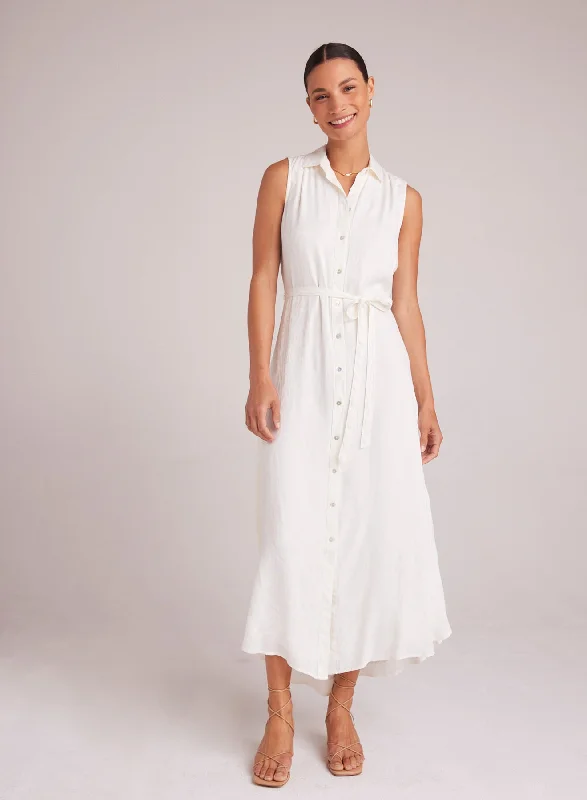 Sleeveless Shirred Maxi Dress - Off White