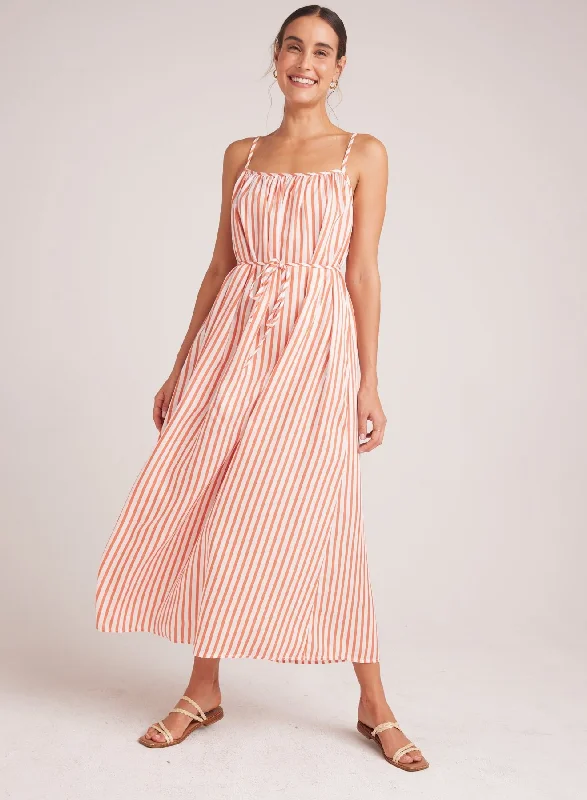 Shirred Cami Maxi Dress - Sunset Blaze Stripe