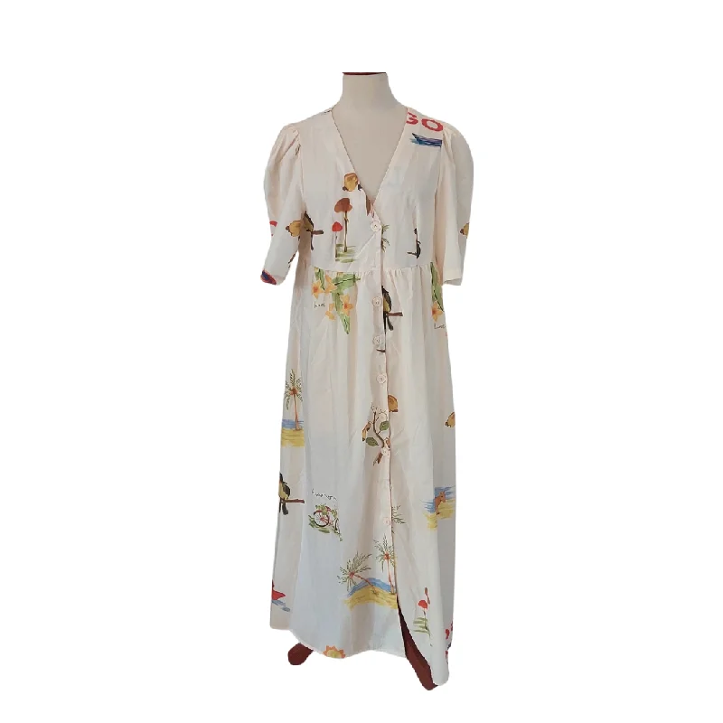 Banana Republic Cream Printed Maxi Dress | Gently Used |