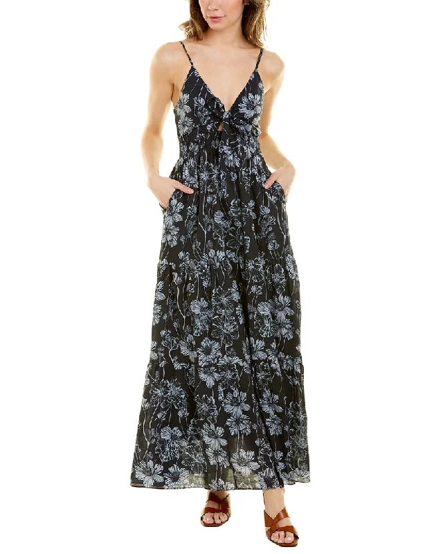 Celina Moon Sleeveless Tie Front Maxi Dress