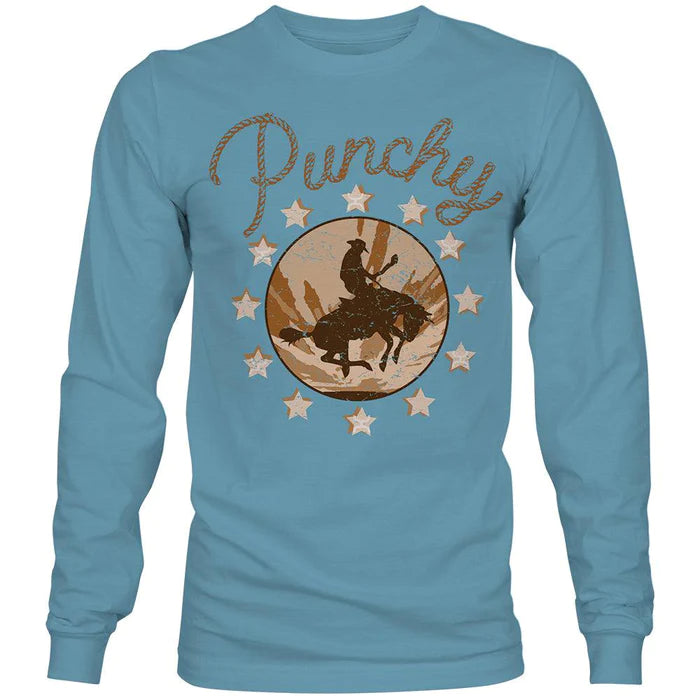 Hooey Women's Punchy Long Sleeve T-shirt - Tan/ Cream Logo Chenille Blend Fleece Blend Nylon Blend Hooey Women's Punchy Long Sleeve T-shirt - Tan/ Cream Logo Chenille Blend Fleece Blend Nylon Blend