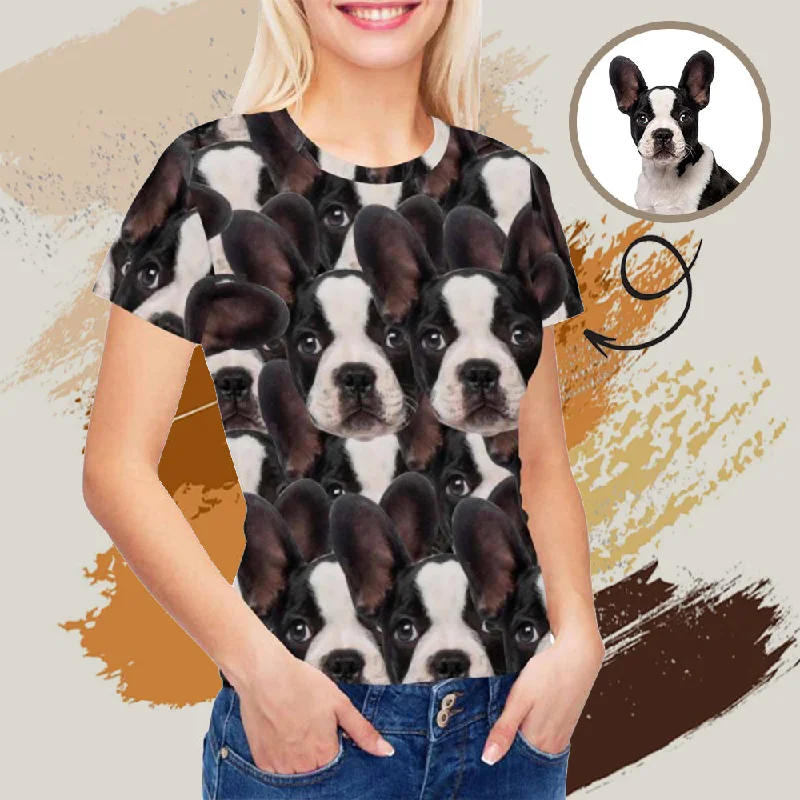 Custom Face Pet Women's All Over Print T-shirt Nylon Fabric Polyester Fabric Spandex Fabric Custom Face Pet Women's All Over Print T-shirt Nylon Fabric Polyester Fabric Spandex Fabric