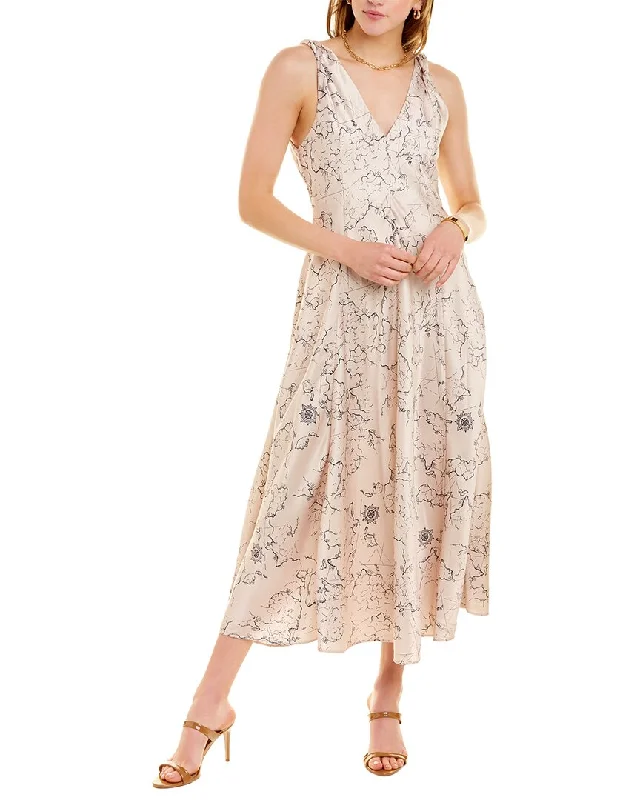 en saison Satin Map Print Maxi Dress