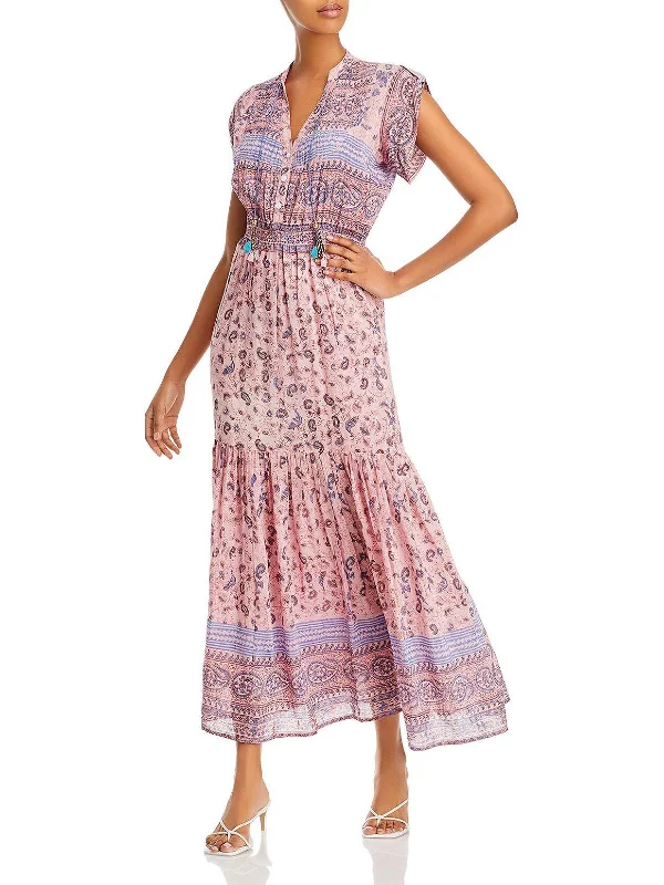 Kat Womens Silk Blend Printed Maxi Dress