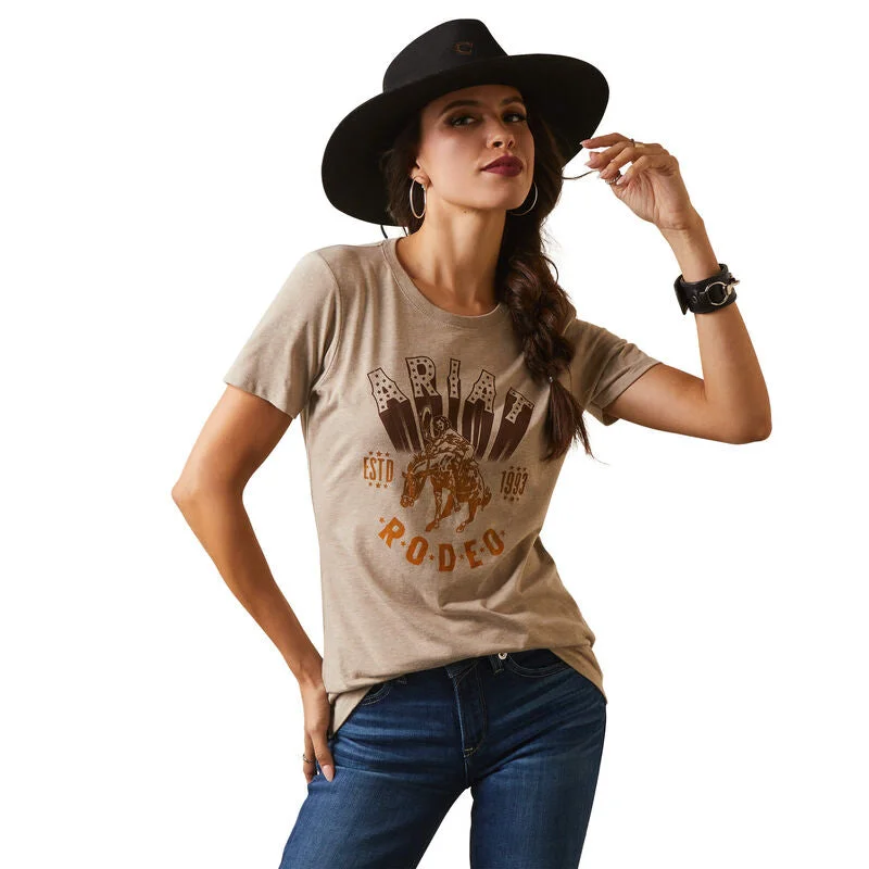Women's Ariat Vintage Rodeo T-Shirt - Oatmeal Heather Knit Fabric Woven Fabric Fleece Fabric Women's Ariat Vintage Rodeo T-Shirt - Oatmeal Heather Knit Fabric Woven Fabric Fleece Fabric