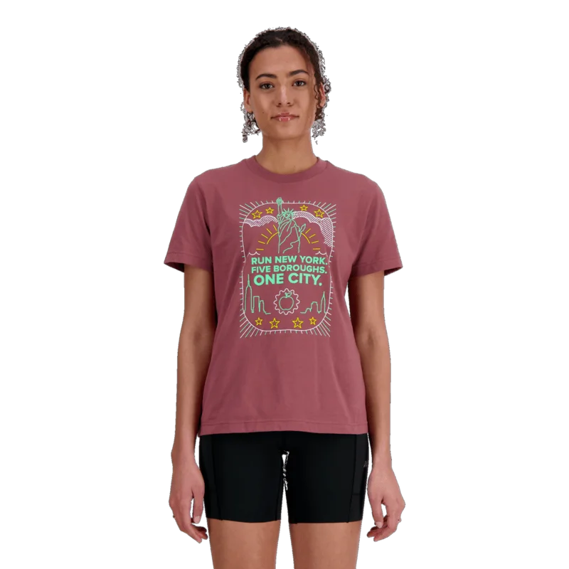 New Balance Women's NYRR Boroughs Graphic T-Shirt Notch Collar Peter Pan Collar Cowl Neck New Balance Women's NYRR Boroughs Graphic T-Shirt Notch Collar Peter Pan Collar Cowl Neck